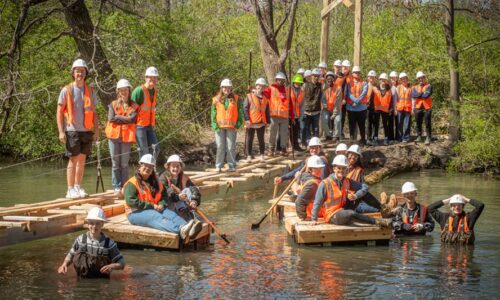 Fluid force: Engineering students use pontoons to build 86-foot cable-stayed bridge