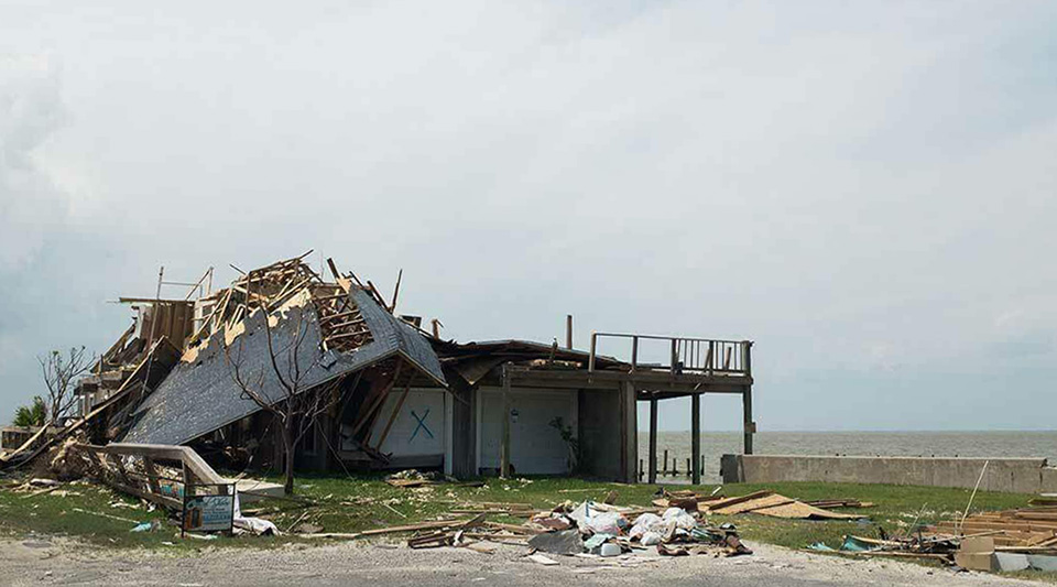 A home destroyed by Hurricane Harvey, a Category 4 hurricane, which struck Texas, Louisiana and Mississippi in 2017. Engineers at Notre Dame have been leading assessments of structural damage following major hurricanes and warn rapidly intensifying storms like Helene and Milton are the new normal. (Photo: University of Notre Dame)