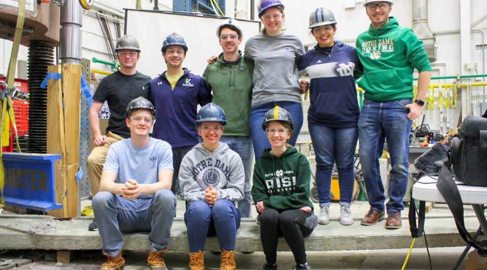 Team 1 testing in the beam fabrication lab