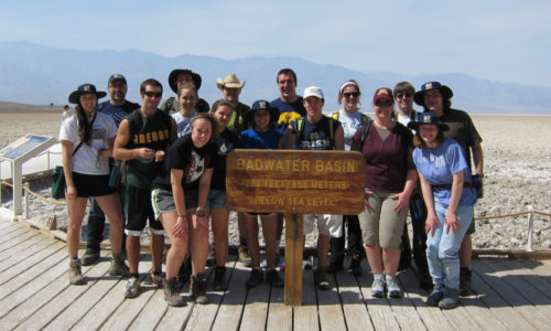 Students in front of Badwater Basin sign