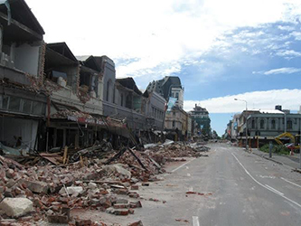 Natural Disaster site showing damage buildings